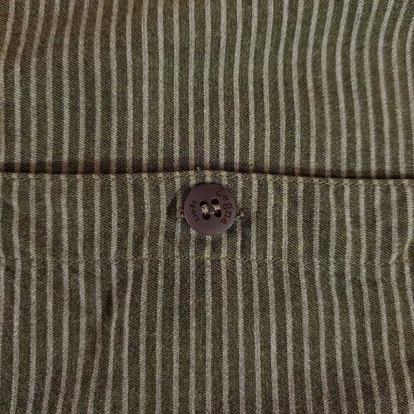 Zegna Sport Mens Medium Double Pockets Striped LS Button Up Shirt Made in Italy - Picture 6 of 14